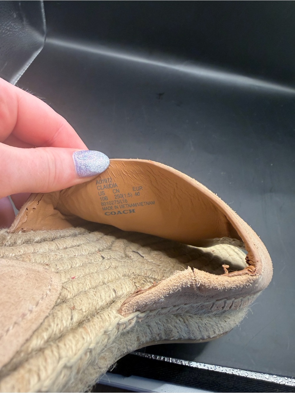 Coach Claudia Suede Espadrille Slide Sandals Beige Women’s Size 10B - Picture 7 of 9